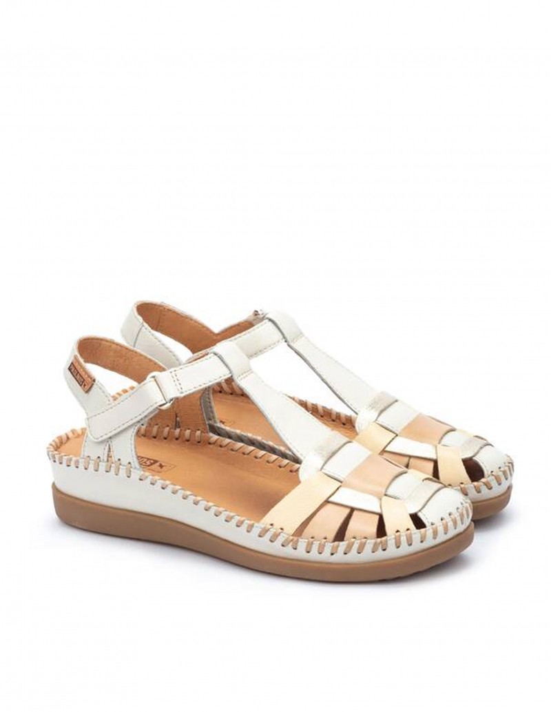 PIKOLINOS Sandalias Cangrejeras Cuña Baja Beige 2