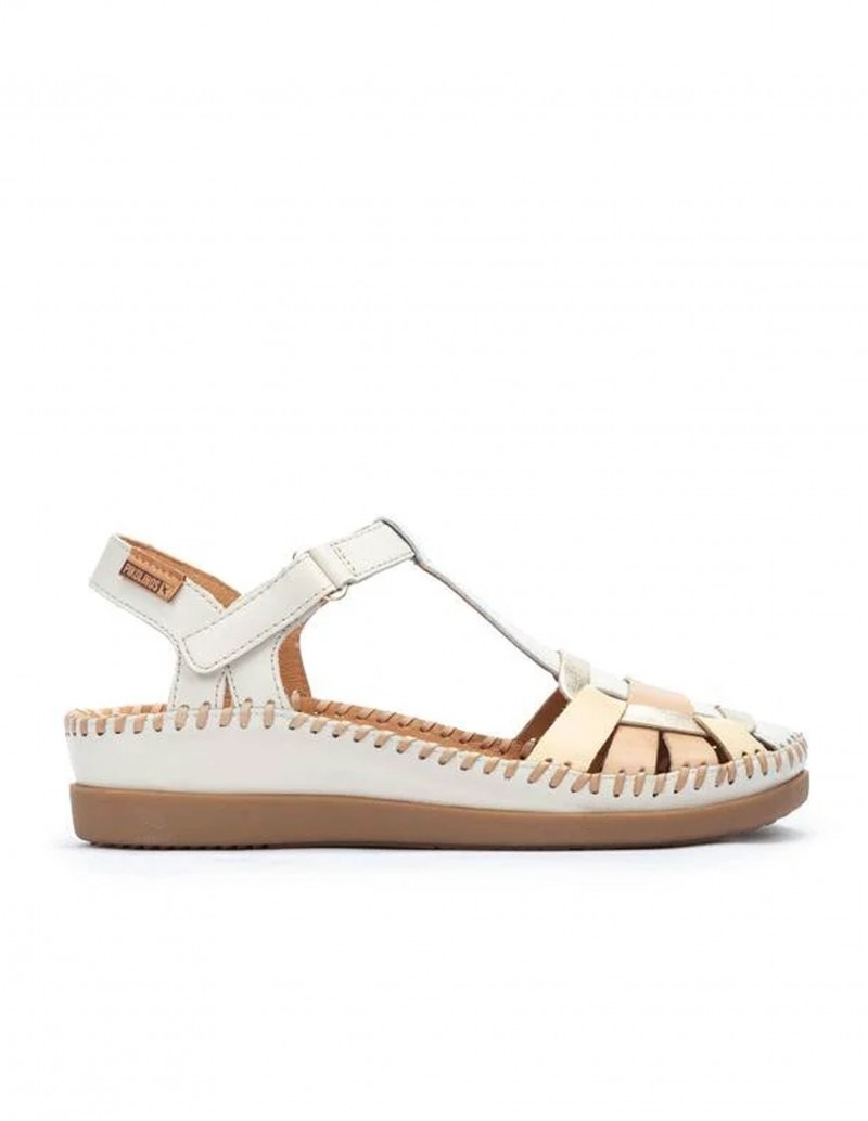 PIKOLINOS Sandalias Cangrejeras Cuña Baja Beige