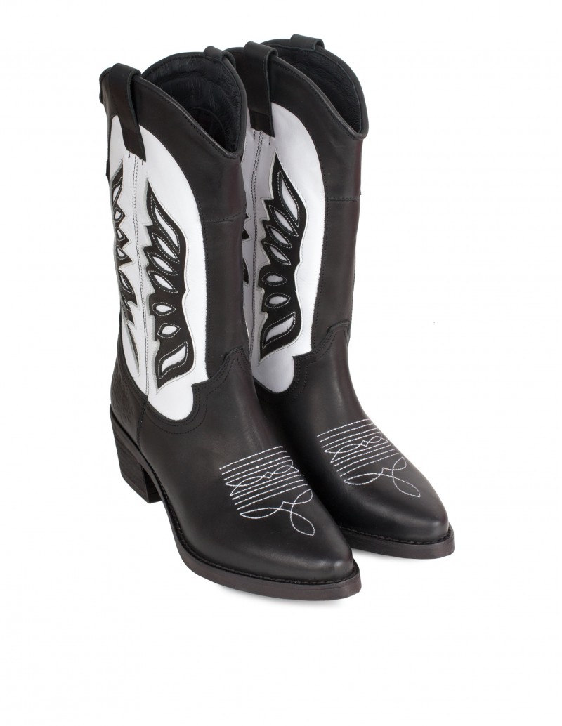 Botas Cowboy Mujer Negras y Blancas