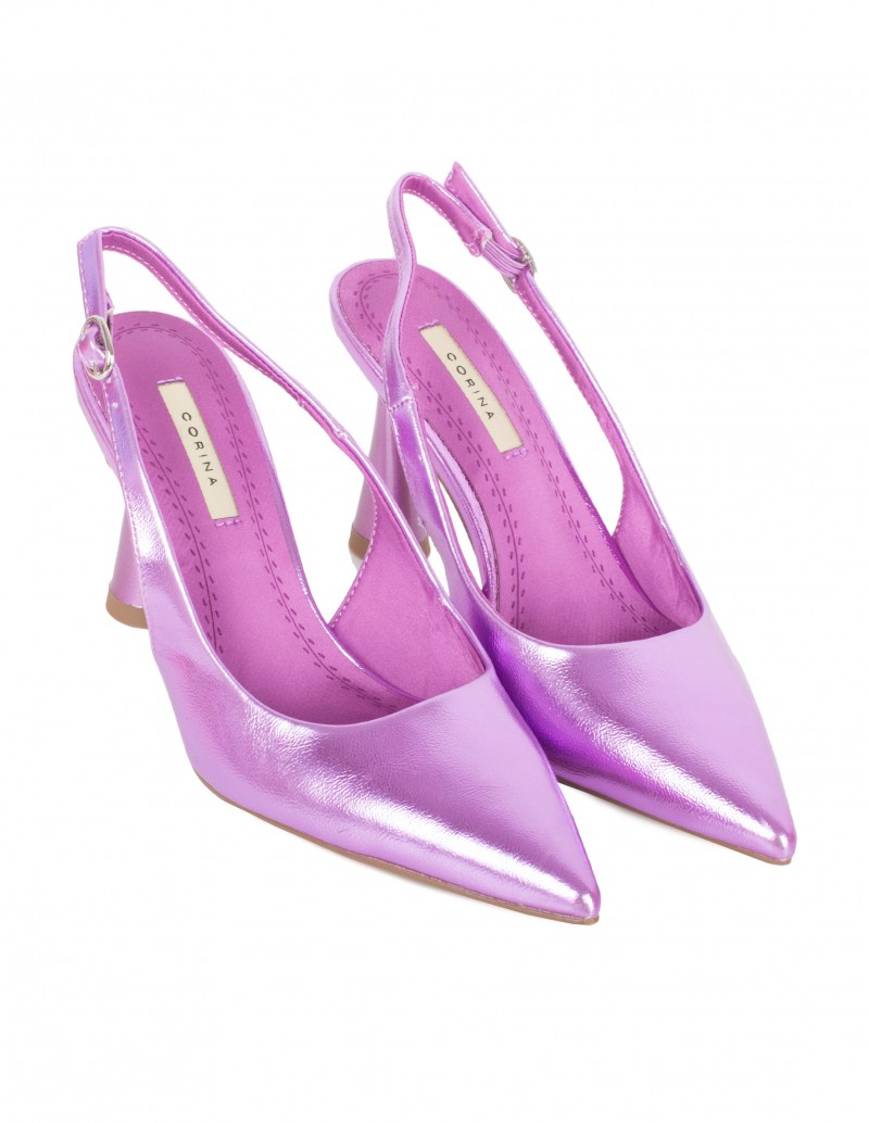 Zapatos Destalonados Violeta Metalizados