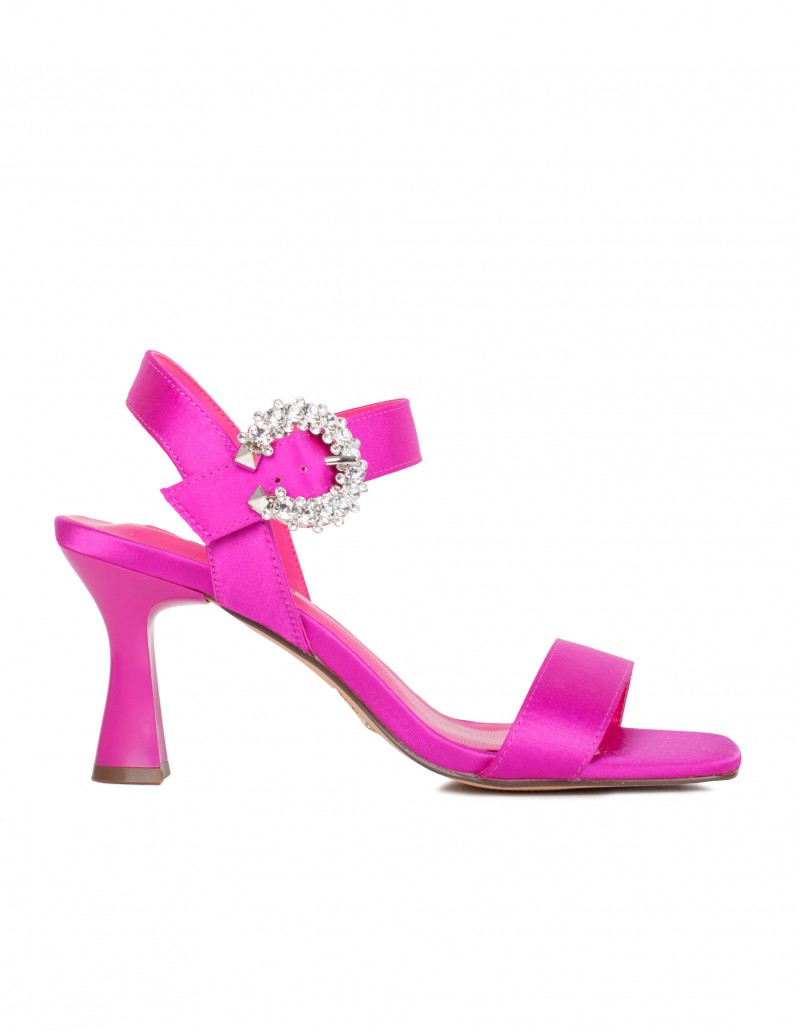 Sandalias Fiesta Joya Raso Fucsia