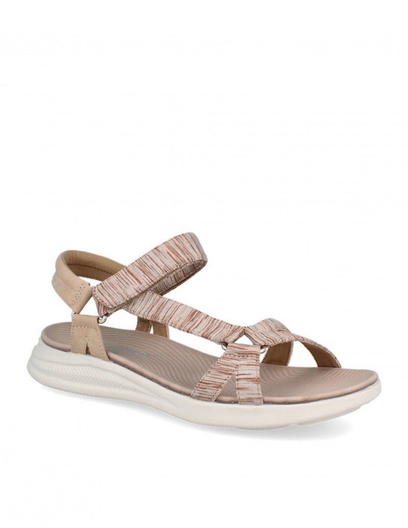 Sandalias Velcro Beige Mujer