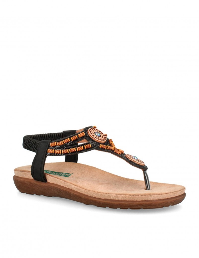 Sandalias Dedo Abalorios Negras 2