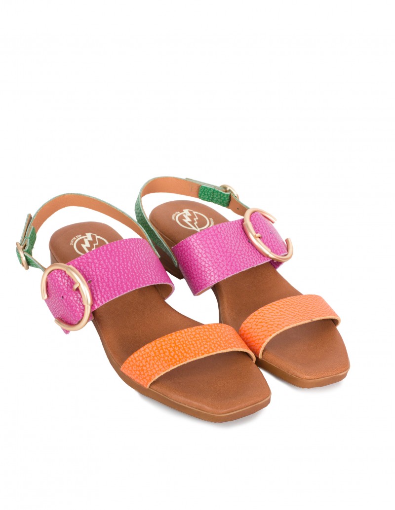 Sandalias Tacón Bajo Piel Multicolor PERA LIMONERA 2
