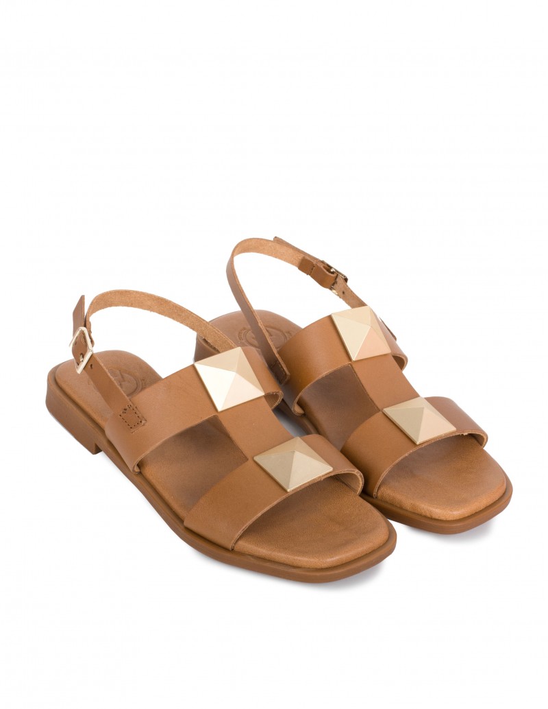 Sandalias Planas Tachuelas Cuero PERA LIMONERA 2