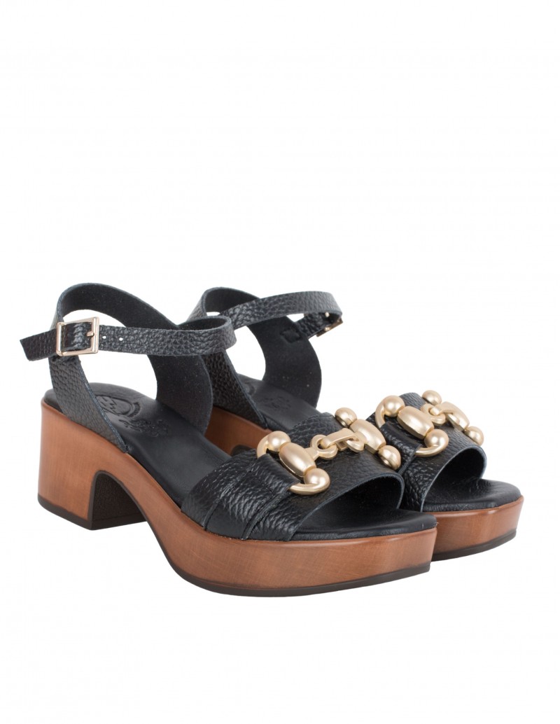 Sandalias Cadena Piel Negras