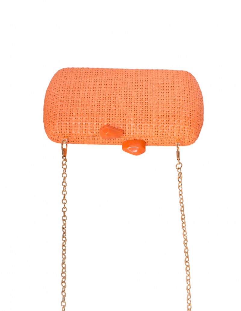 Clutch Rafia Naranja Cadena