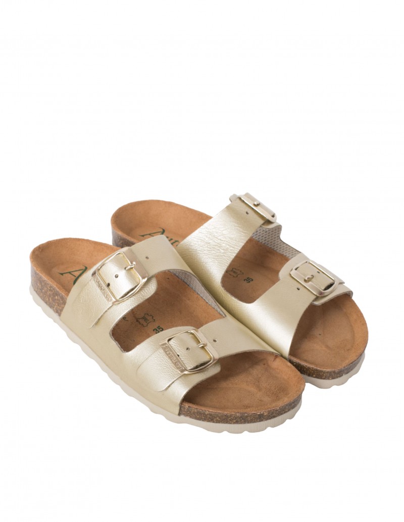 AUTENTI Sandalias Bio Hebillas Doradas 2