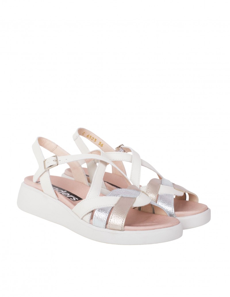 WONDERS Sandalias Cuña Baja Piel Combinada 2
