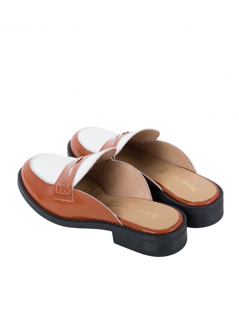 Mocasines Mules Bicolor Blanco Caldera