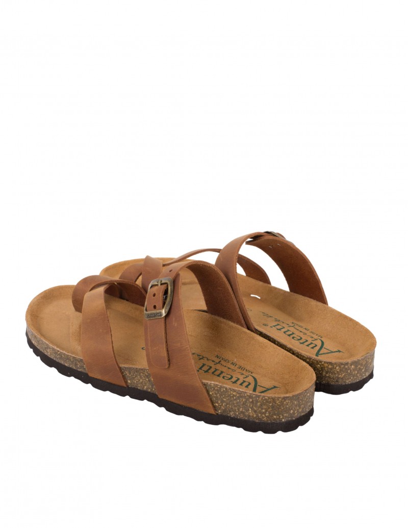 Sandalias Bio Hebilla Marrón Mujer