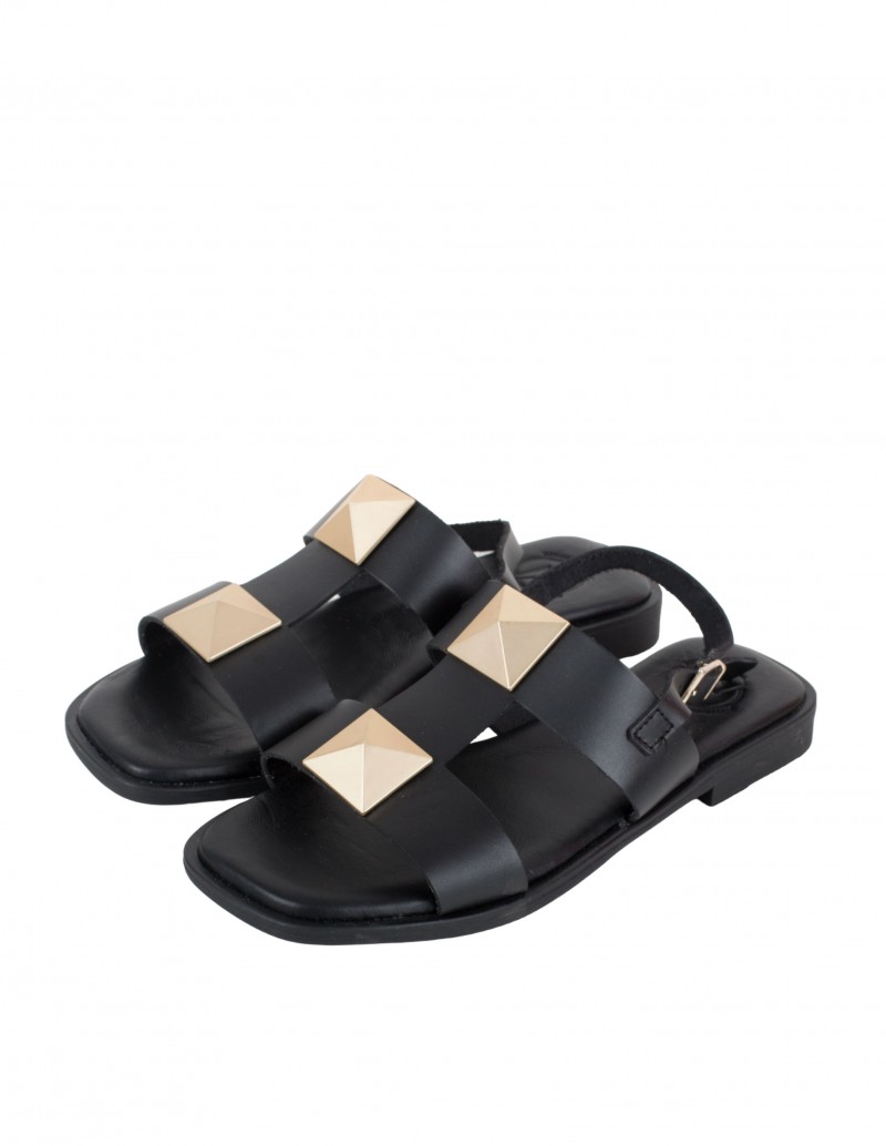 Sandalias Planas Tachuelas Negras PERA LIMONERA 2