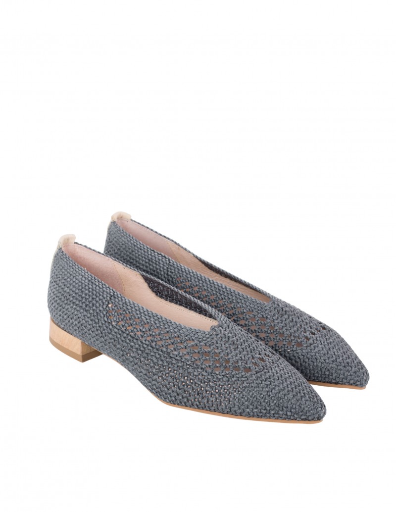 Bailarinas Rafia Trenzada Gris PERA LIMONERA 2