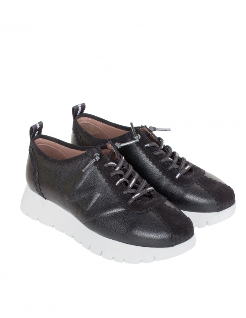 Zapatillas Piel Negras Plataforma