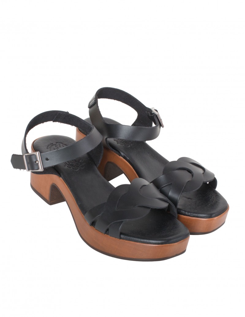 Sandalias Tacón Cuadrado Piel Negras PERA LIMONERA 2