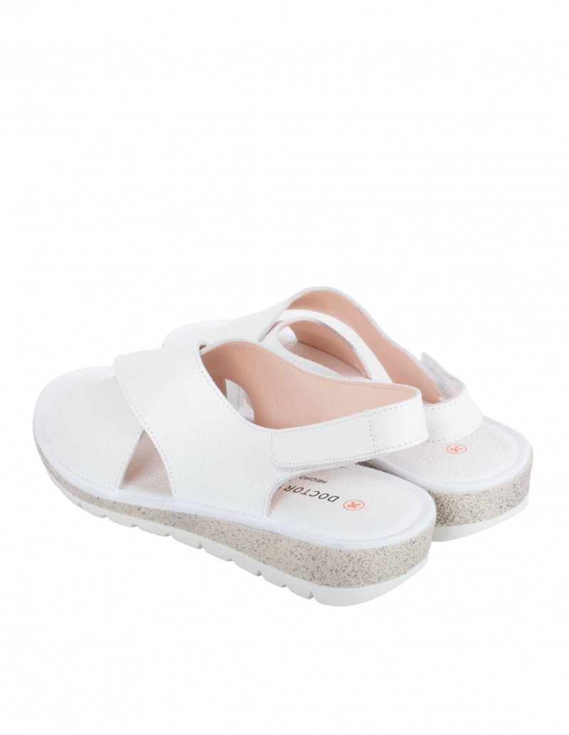 Sandalias Cuña Baja Mujer Blancas