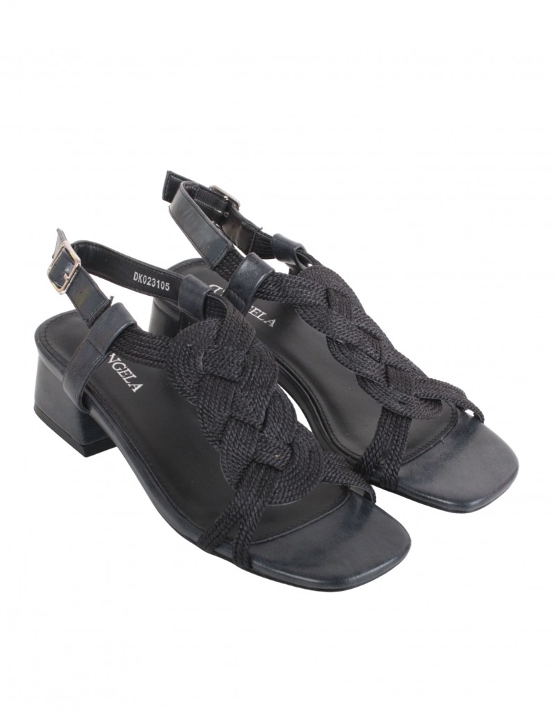Sandalias Fiesta Negras Tacón Bajo 2