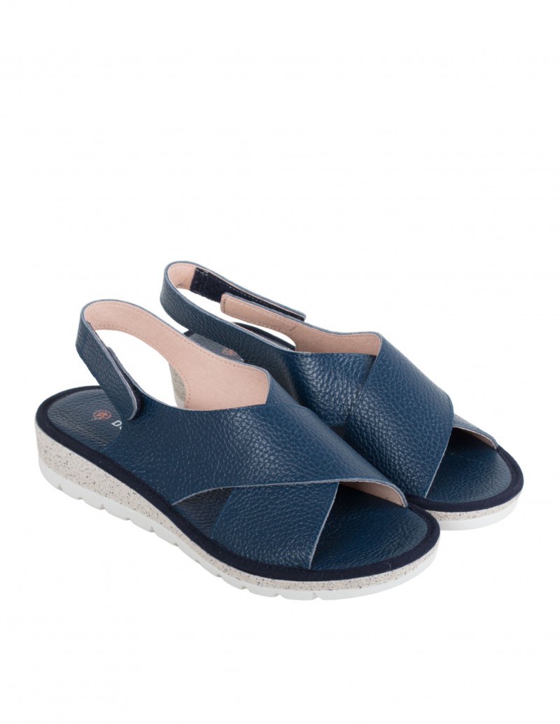 DOCTOR CUTILLAS Sandalias Cuña Piel Azul 2