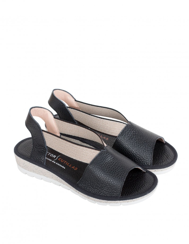 DOCTOR CUTILLAS Sandalias Piel Negras Tiras Elásticas 2