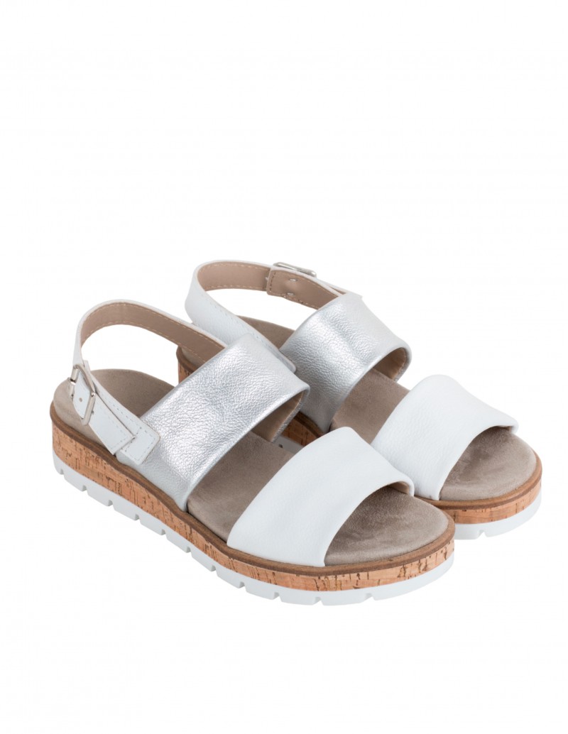 DOCTOR CUTILLAS Sandalias Piel Blanca Tira Metalizada 2