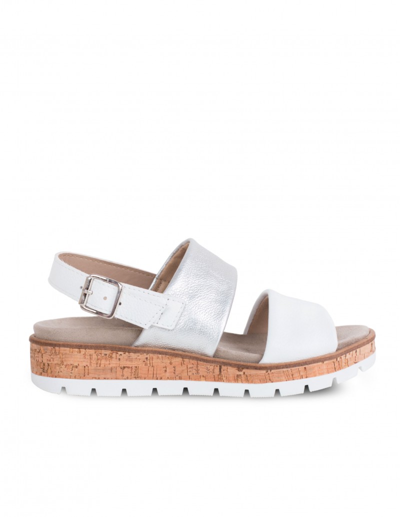 DOCTOR CUTILLAS Sandalias Piel Blanca Tira Metalizada