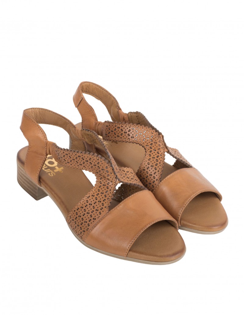 48 HOURS Sandalias Tacón Bajo Piel Marrón 2