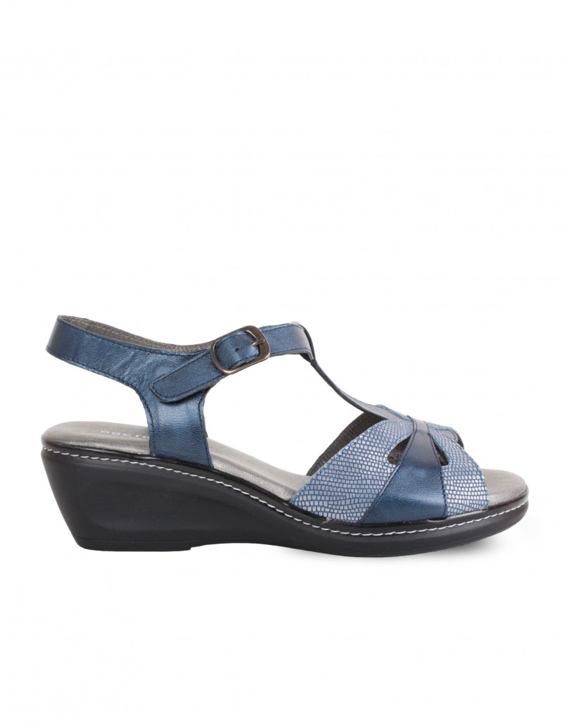 DOCTOR CUTILLAS Sandalias Cuña Piel Azul