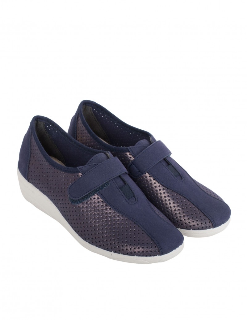 Zapatos Mujer Velcro Azul Marino