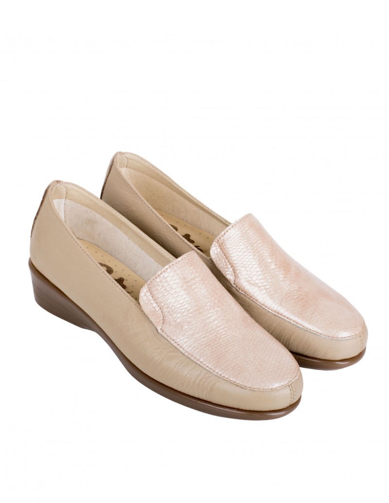 Mocasines Mujer Piel Beige