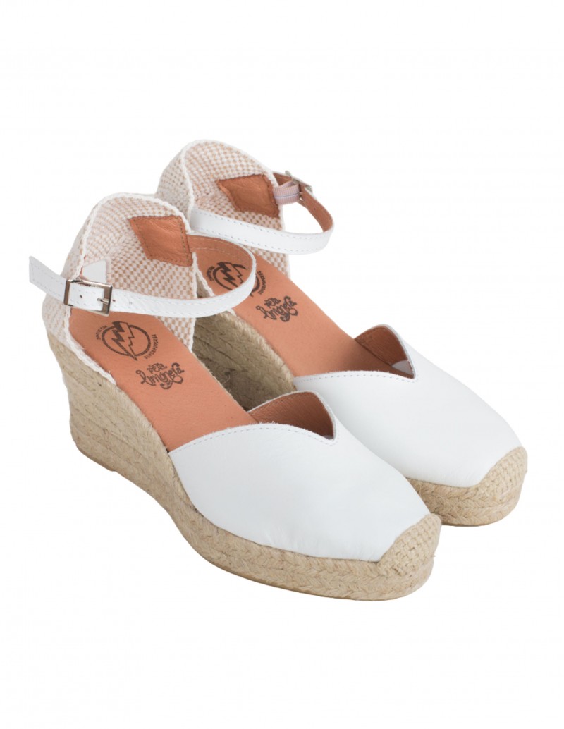 Alpargatas Piel Blancas Cuña PERA LIMONERA 2