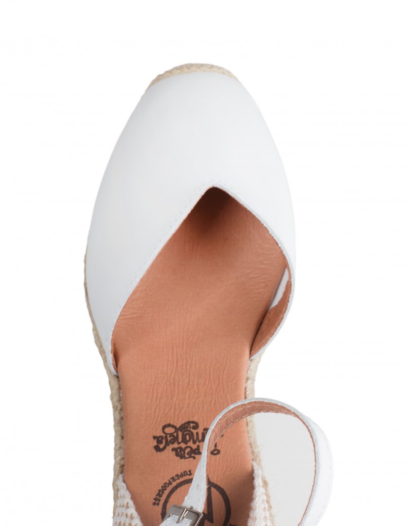 Alpargatas Piel Blancas Cuña PERA LIMONERA