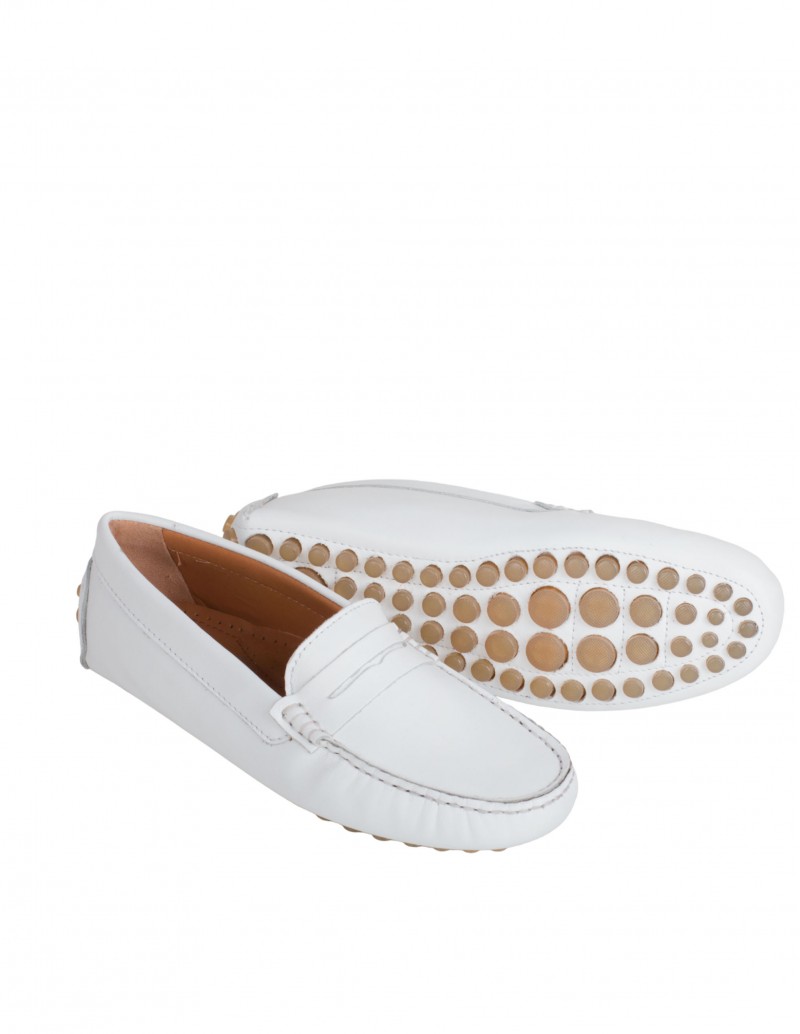 Mocasines Mujer Blancos Tacos Goma