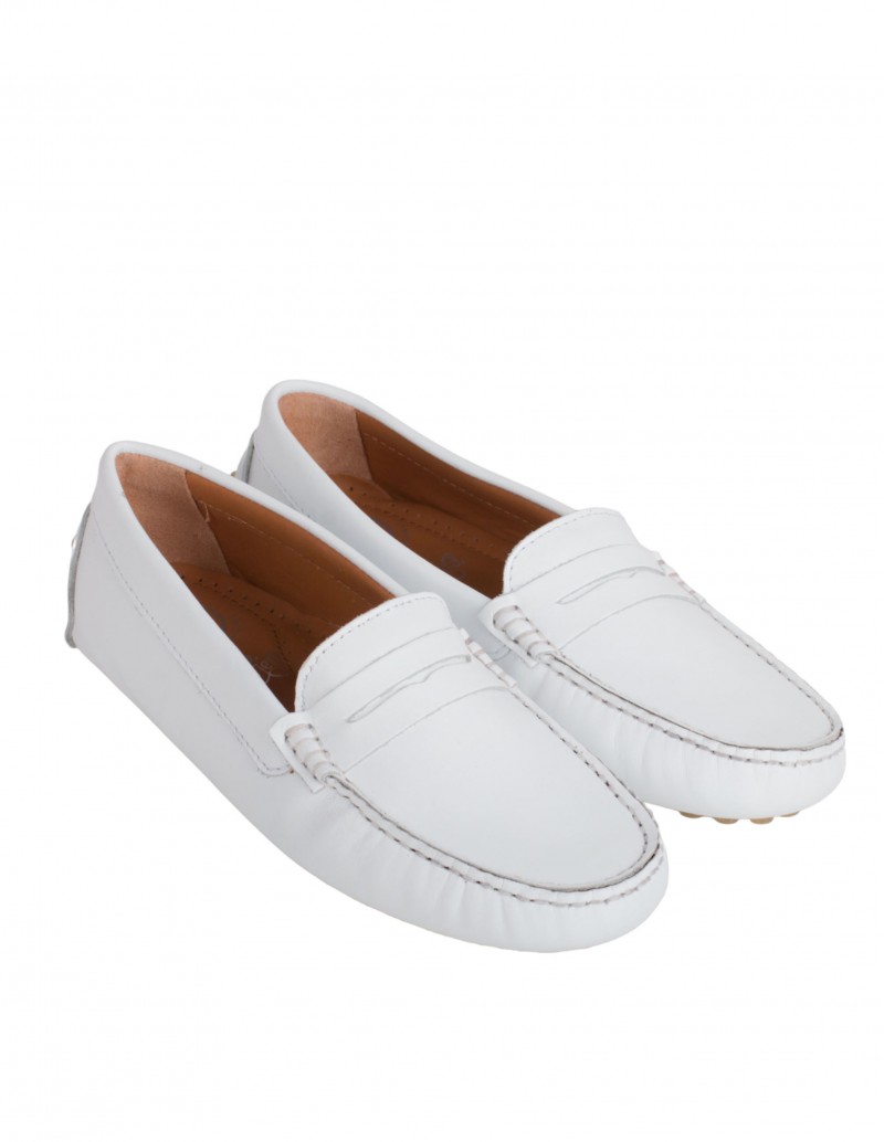 Mocasines Blancos Mujer Piel