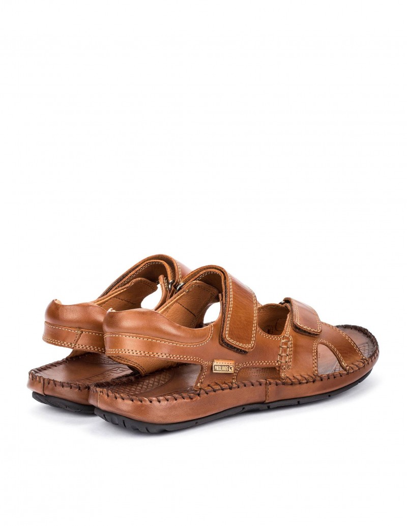 Sandalias Cuero Hombre Tiras Velcro