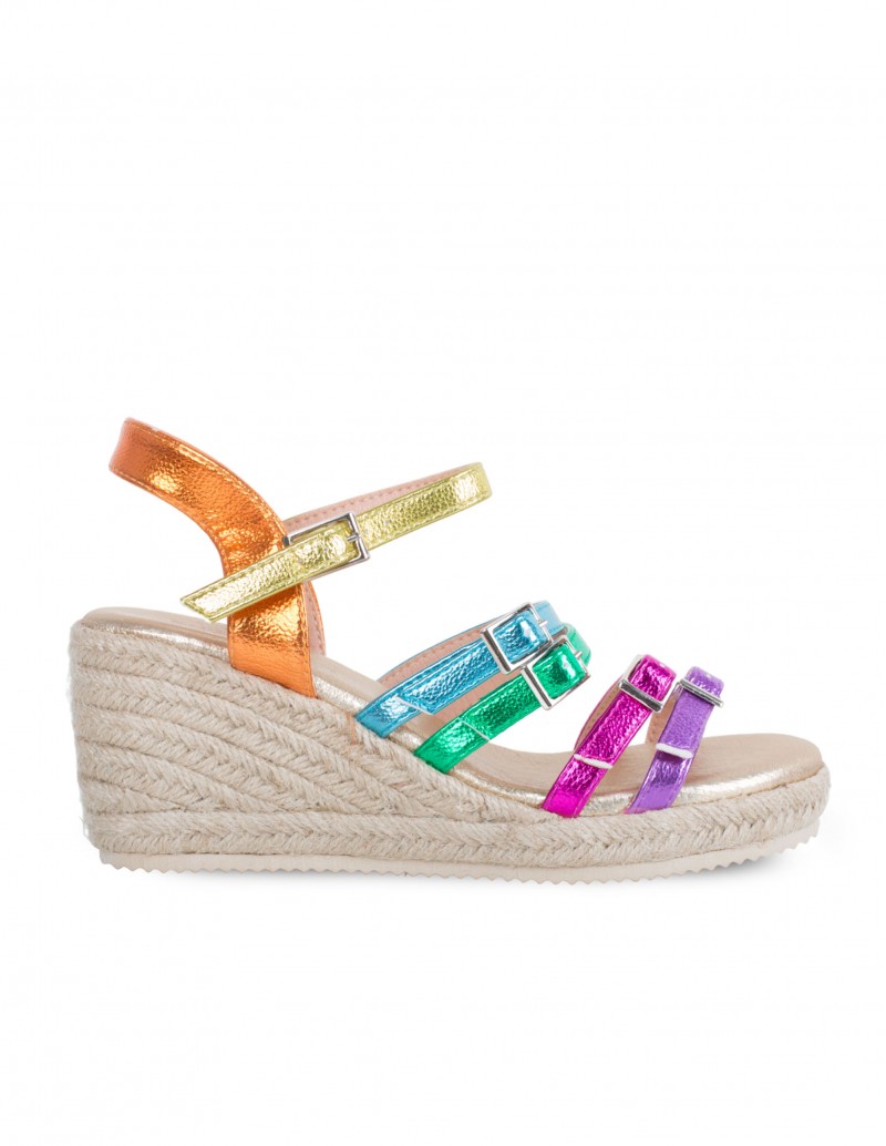 Sandalias Cuña Esparto Metalizadas Colores