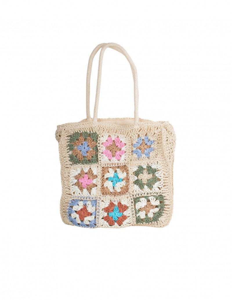 Bolso Shopper Rafia Patchwork