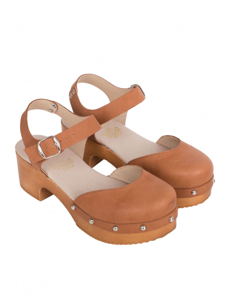 Sandalias Zueco Madera Marrones