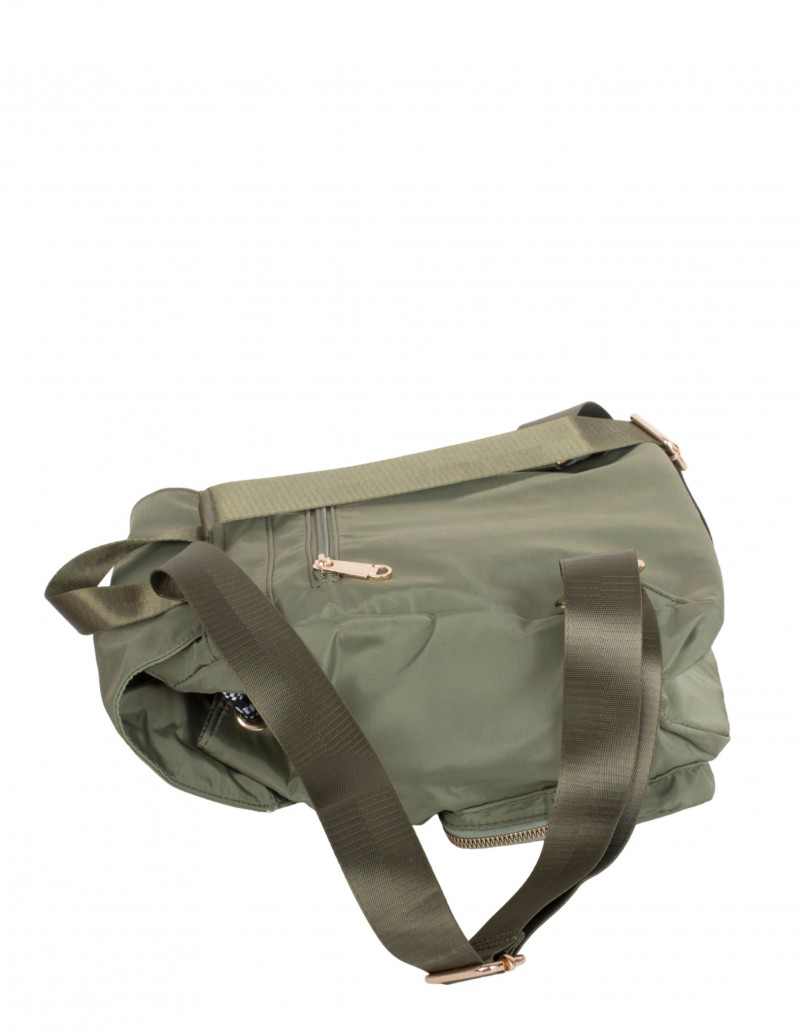 Mochila Nylon Bolsillos Verde Kaki