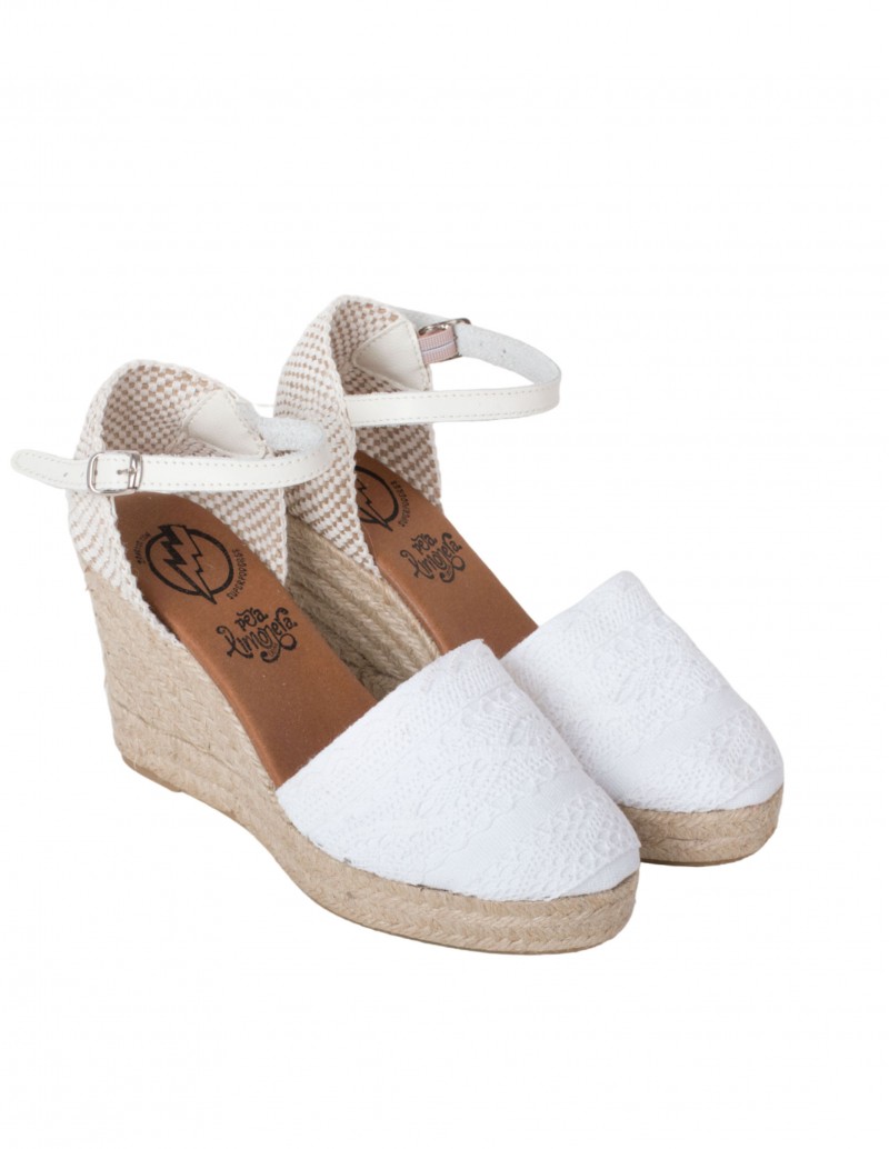 Alpargatas Cuña Alta Puntilla Blancas 2