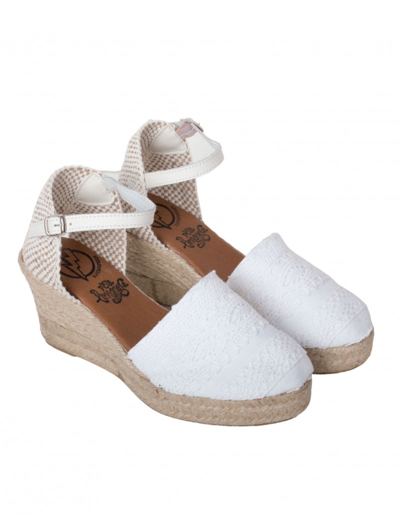 Alpargatas Cuña Media Puntilla Blancas 2