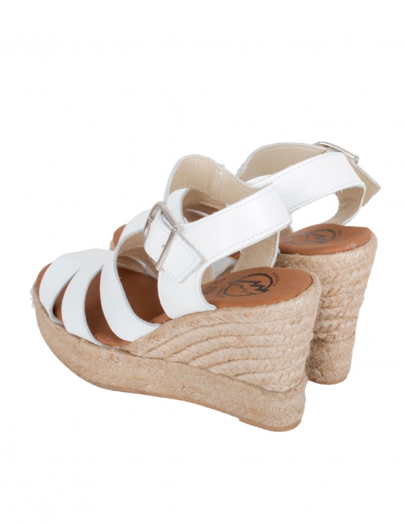 Sandalias Esparto Blancas Cuña Alta