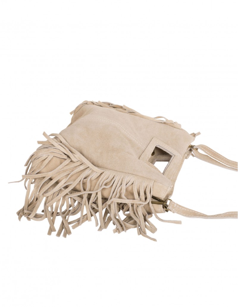 Bolso Piel Flecos Beige