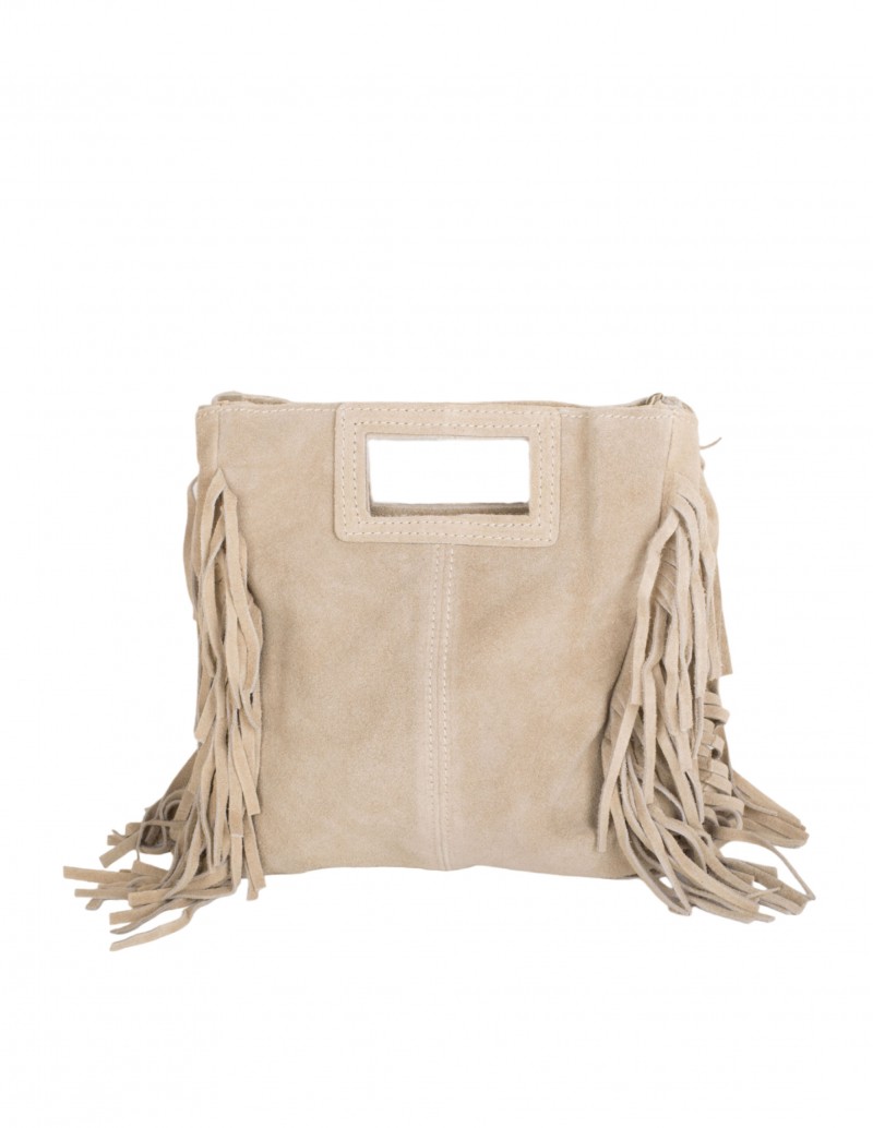 Bolso Flecos Serraje Beige 2