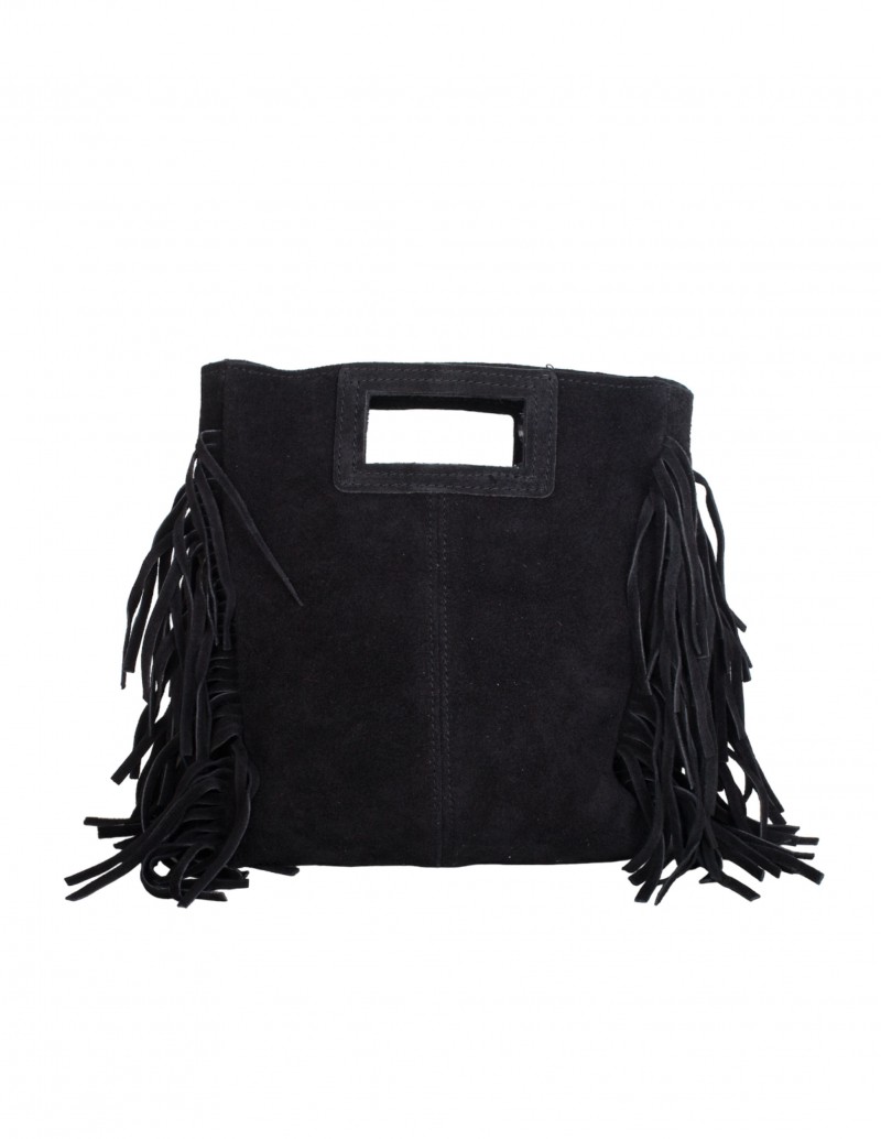 Bolso Flecos Serraje Negro 2