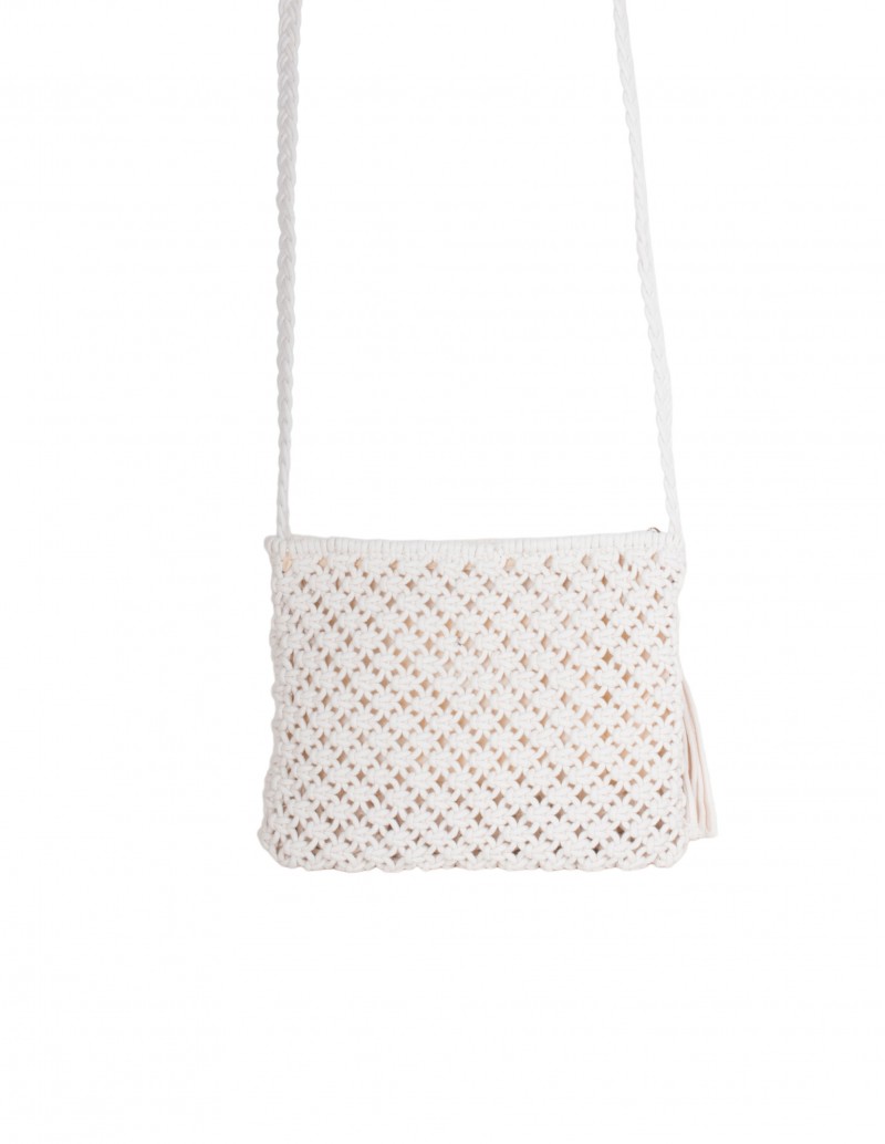 Bolso Blanco Macramé Mujer