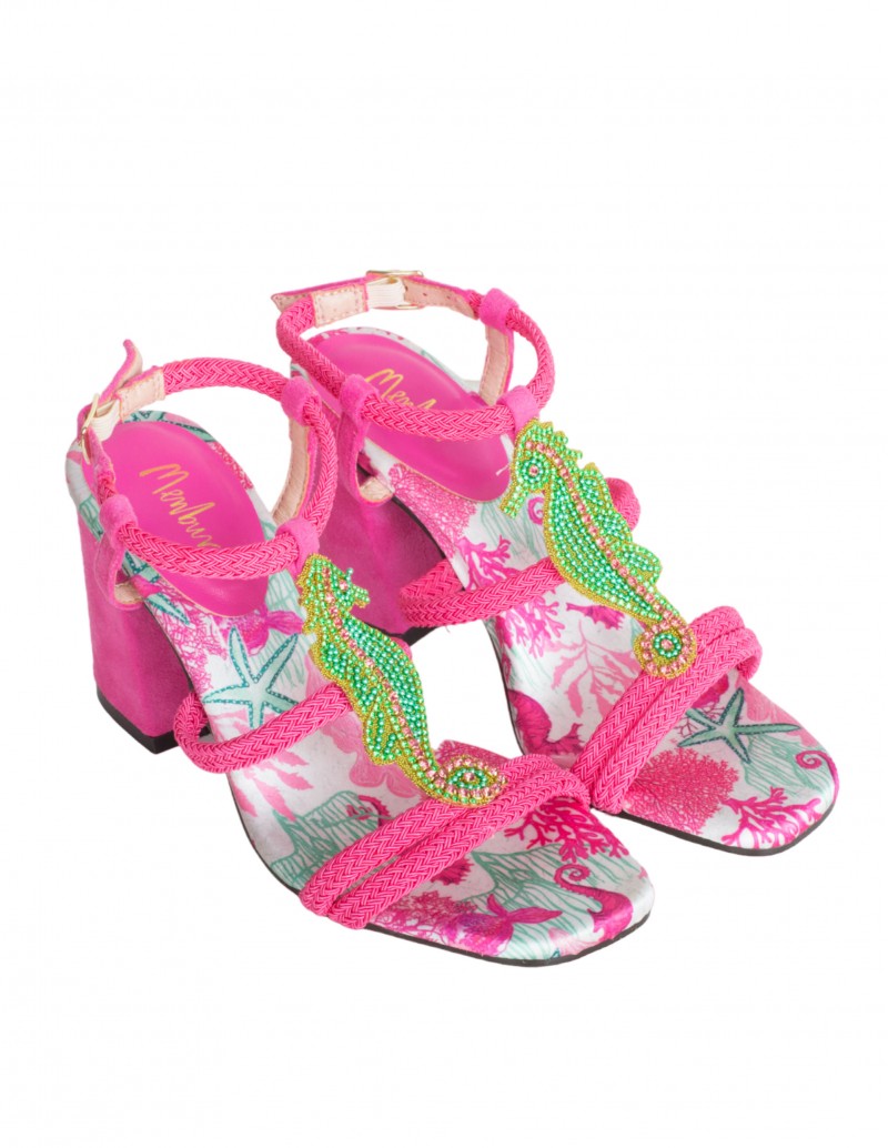 Sandalias Fiesta Pedrería Fucsia 2