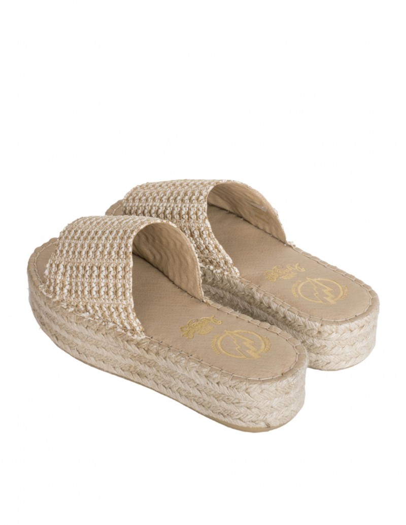 Sandalias Rafia Plataforma Esparto