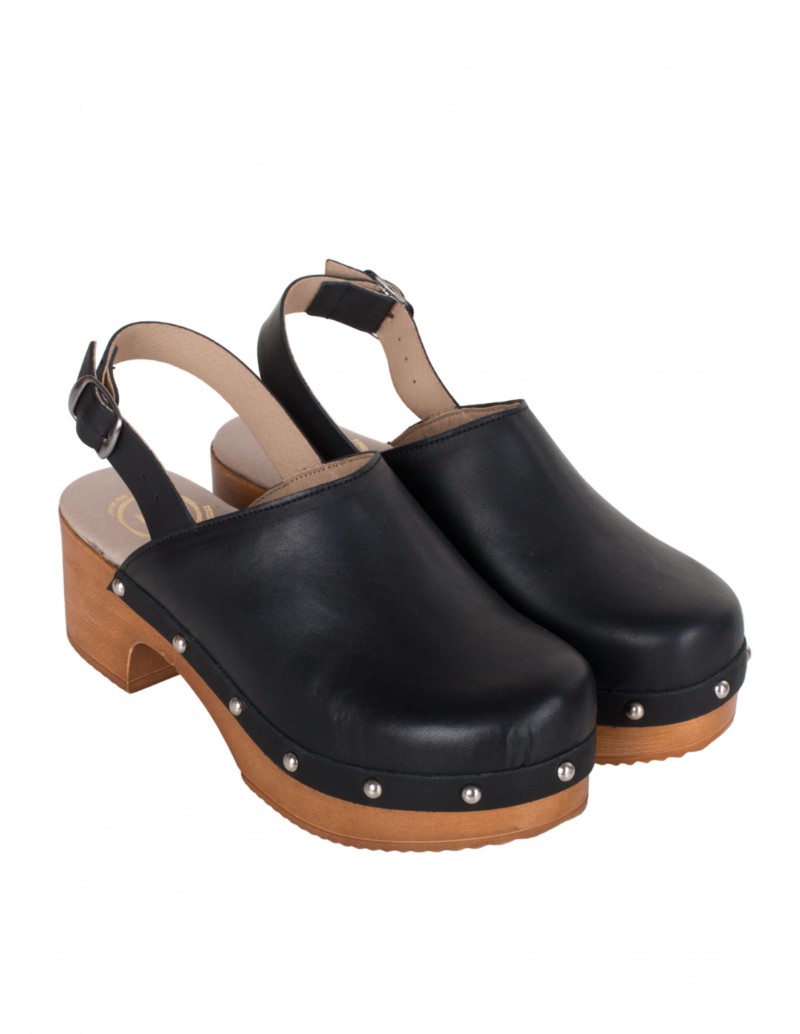 Zuecos Madera Tachas Tira Negro PERA LIMONERA 2