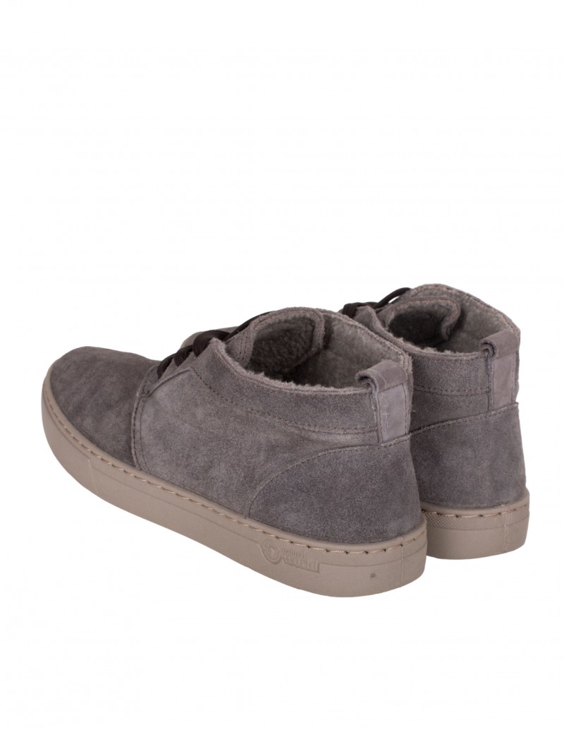 Botines Casual Cordones Piel Gris