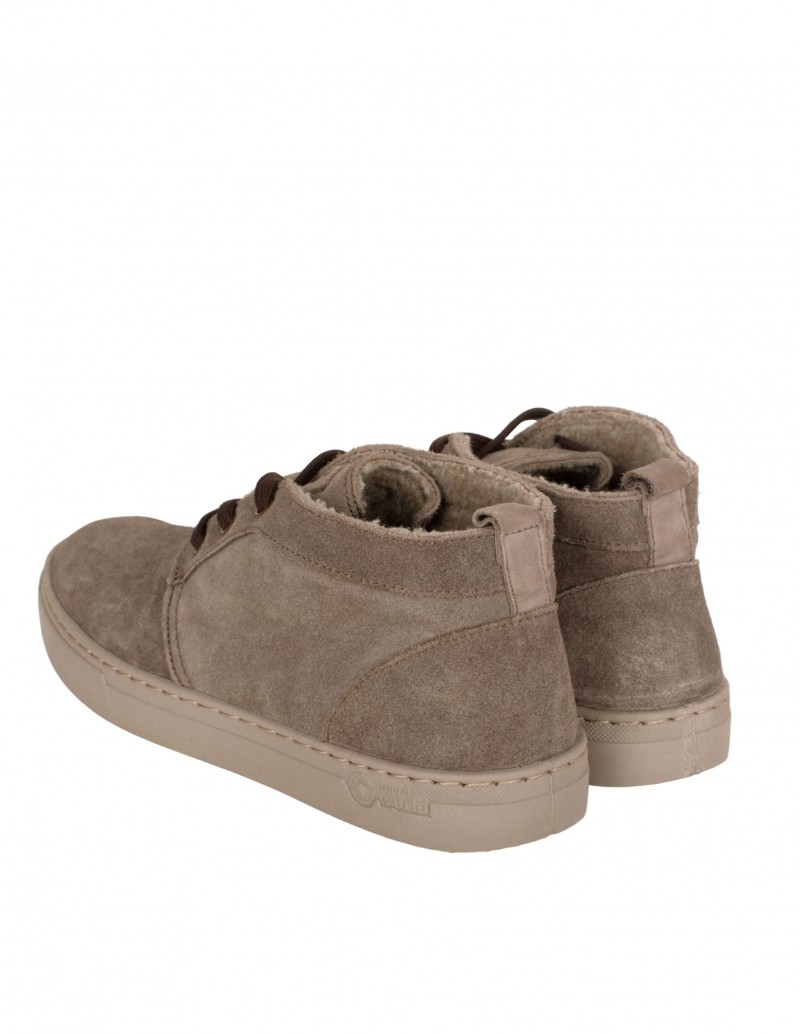 Botines Cordones Hombre Serraje Taupe